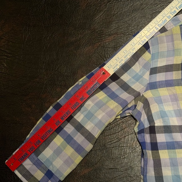 Blue, Green, Yellow button up shirt, kids size small, IZOD brand - Picture 6 of 7